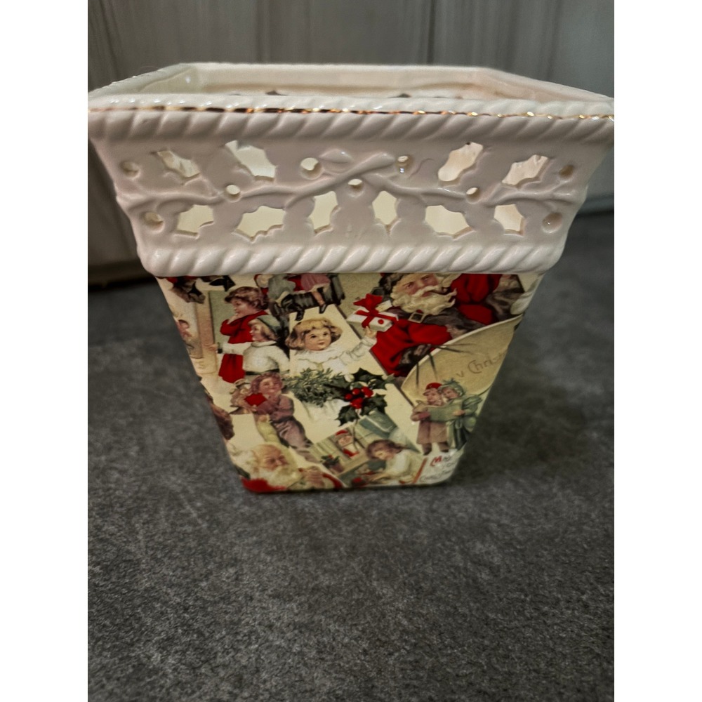 Formalities Baum Bros Victorian Holiday Christmas China Planter Reticulated Rim